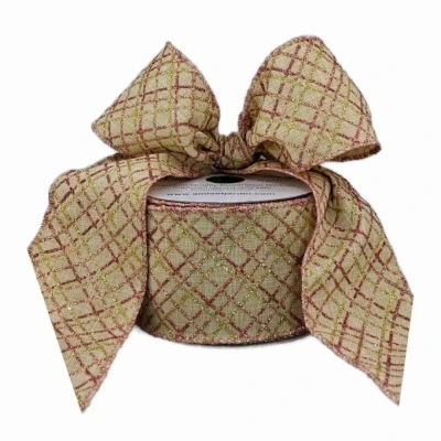 Stuha jutová s drátkem krémová vánoční geometrie 9.1 m