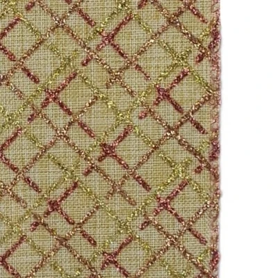 Stuha jutová s drátkem krémová vánoční geometrie 9.1 m