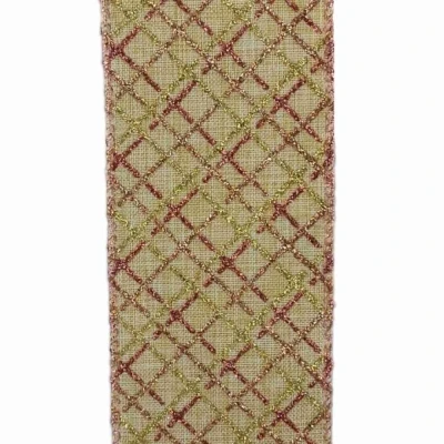 Stuha jutová s drátkem krémová vánoční geometrie 9.1 m