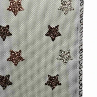 Stuha jutová s drátkem krémová vánoční hvězdy 9.1 m