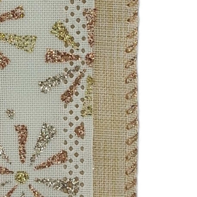 Stuha jutová s drátkem krémová vánoční hvězdy 9.1 m