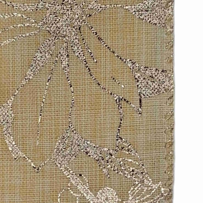 Stuha jutová s drátkem krémová vánoční květy 9.1 m