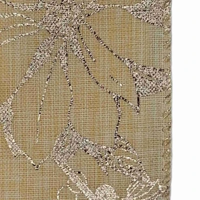 Stuha jutová s drátkem krémová vánoční květy 9.1 m