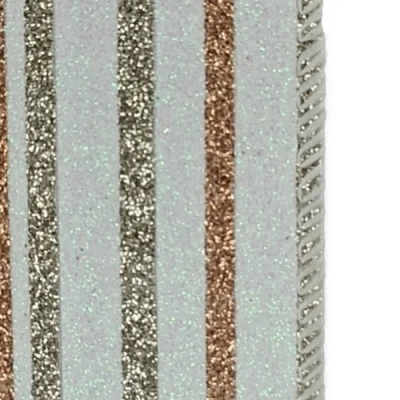 Stuha jutová s drátkem krémová vánoční pruhy 9.1 m