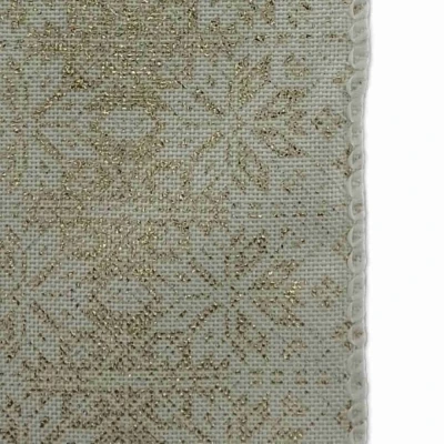 Stuha jutová s drátkem krémová zimní sněhové vločky 9.1 m