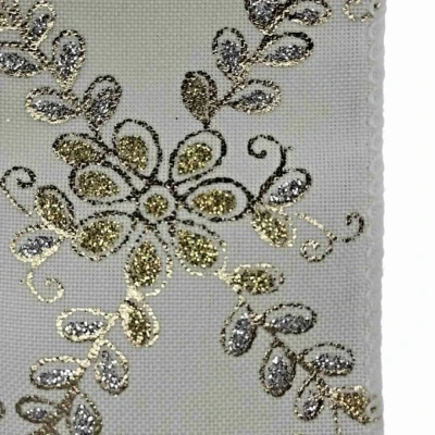 Stuha jutová s drátkem krémová zimní sněhové vločky 9.1 m