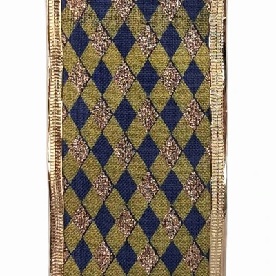 Stuha jutová s drátkem modrá vánoční geometrie 9.1 m