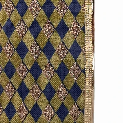 Stuha jutová s drátkem modrá vánoční geometrie 9.1 m