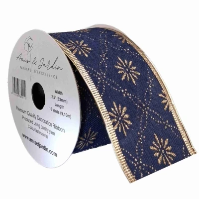 Stuha jutová s drátkem modrá vánoční hvězdy 9.1 m