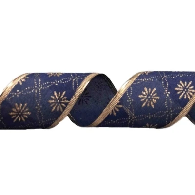 Stuha jutová s drátkem modrá vánoční hvězdy 9.1 m