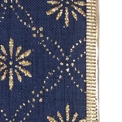 Stuha jutová s drátkem modrá vánoční hvězdy 9.1 m