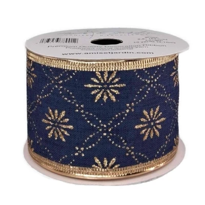 Stuha jutová s drátkem modrá vánoční hvězdy 9.1 m