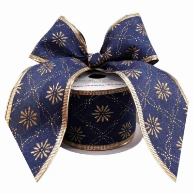 Stuha jutová s drátkem modrá vánoční hvězdy 9.1 m