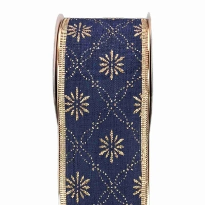 Stuha jutová s drátkem modrá vánoční hvězdy 9.1 m