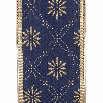 Stuha jutová s drátkem modrá vánoční hvězdy 9.1 m