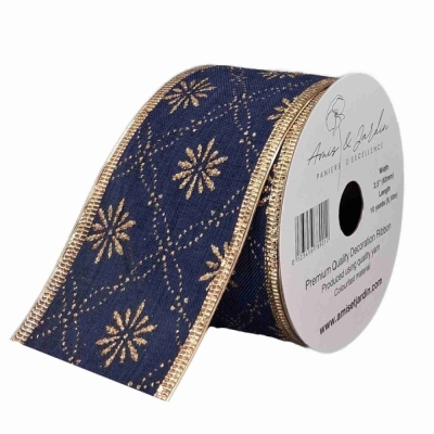 Stuha jutová s drátkem modrá vánoční hvězdy 9.1 m