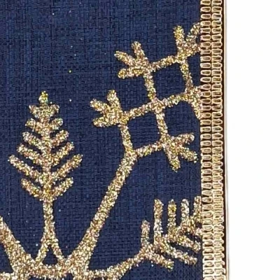 Stuha jutová s drátkem modrá zimní sněhové vločky 9.1 m