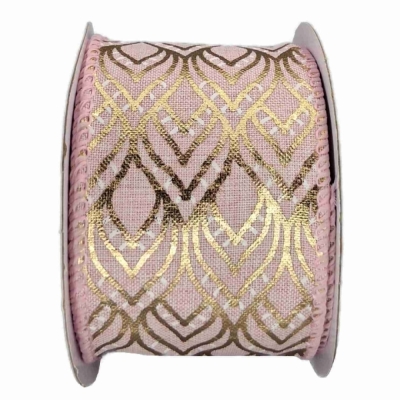 Stuha jutová s drátkem růžová geometrie 9.1 m