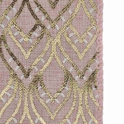 Stuha jutová s drátkem růžová geometrie 9.1 m