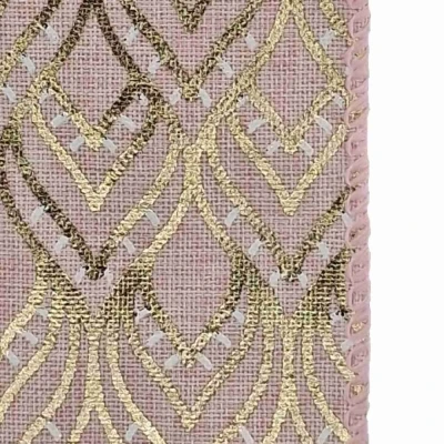 Stuha jutová s drátkem růžová geometrie 9.1 m