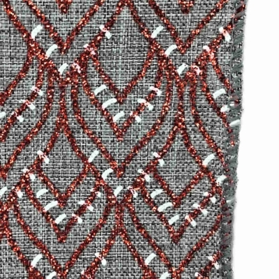 Stuha jutová s drátkem šedá vánoční geometrie 9.1 m