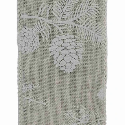 Stuha jutová s drátkem šedá vánoční šišky 9.1 m