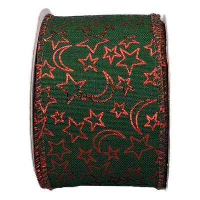 Stuha jutová s drátkem zelená vánoční hvězdy 9.1 m