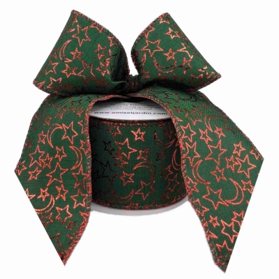 Stuha jutová s drátkem zelená vánoční hvězdy 9.1 m