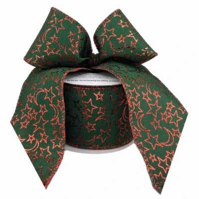 Stuha jutová s drátkem zelená vánoční hvězdy 9.1 m