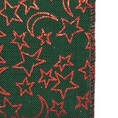 Stuha jutová s drátkem zelená vánoční hvězdy 9.1 m