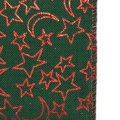 Stuha jutová s drátkem zelená vánoční hvězdy 9.1 m