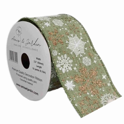 Stuha jutová s drátkem zelená vánoční hvězdy 9.1 m