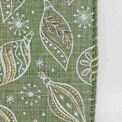 Stuha jutová s drátkem zelená vánoční ozdoby 9.1 m