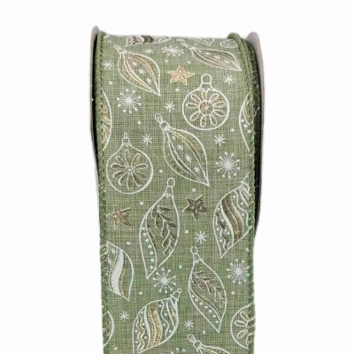 Stuha jutová s drátkem zelená vánoční ozdoby 9.1 m