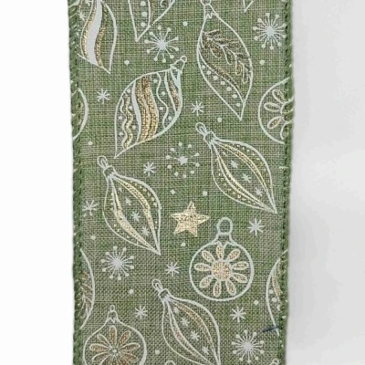 Stuha jutová s drátkem zelená vánoční ozdoby 9.1 m