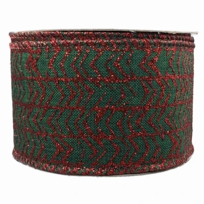 Stuha jutová s drátkem zelená vánoční šipky 9.1 m