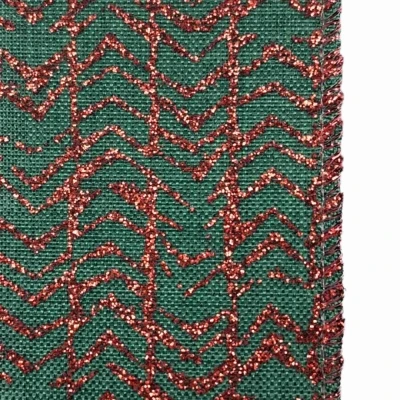 Stuha jutová s drátkem zelená vánoční šipky 9.1 m