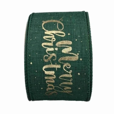 Stuha jutová s drátkem zelená vánoční stromek 9.1 m