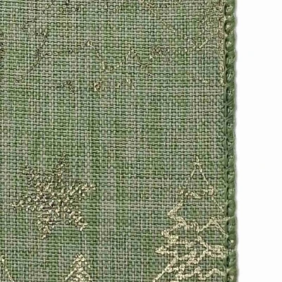 Stuha jutová s drátkem zelená vánoční stromek 9.1 m