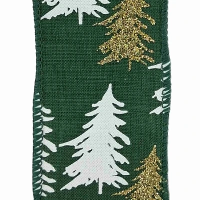 Stuha jutová s drátkem zelená vánoční stromek 9.1 m