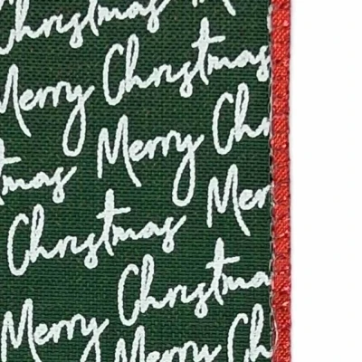 Stuha jutová s drátkem zelená vánoční text 9.1 m