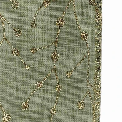 Stuha jutová s drátkem zelená vánoční větvičky 9.1 m