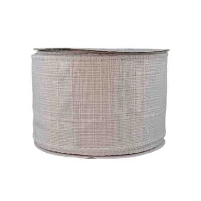 Stuha lněná s drátkem bílá 9.1 m