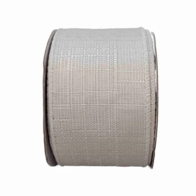 Stuha lněná s drátkem bílá 9.1 m