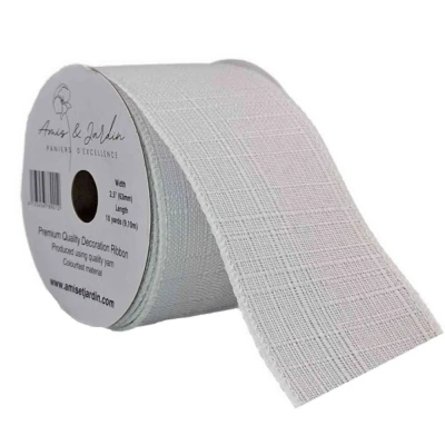 Stuha lněná s drátkem bílá 9.1 m