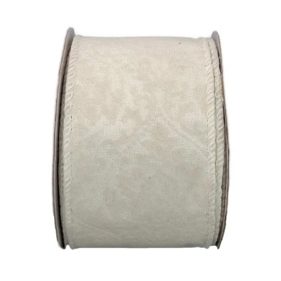 Stuha lněná s drátkem krémová svatební ornamenty 9.1 m