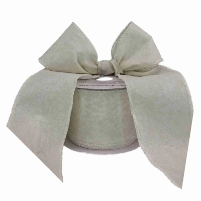 Stuha lněná s drátkem krémová svatební ornamenty 9.1 m