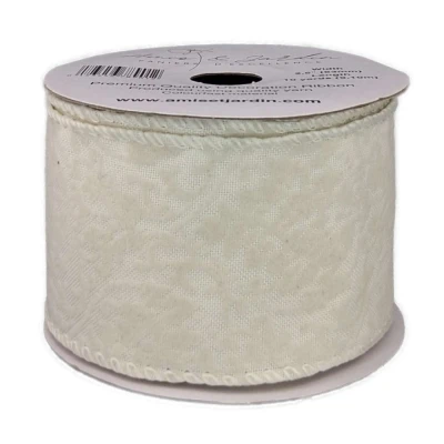 Stuha lněná s drátkem krémová svatební ornamenty 9.1 m