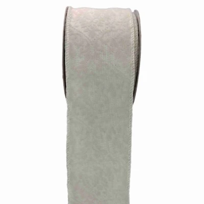 Stuha lněná s drátkem krémová svatební ornamenty 9.1 m