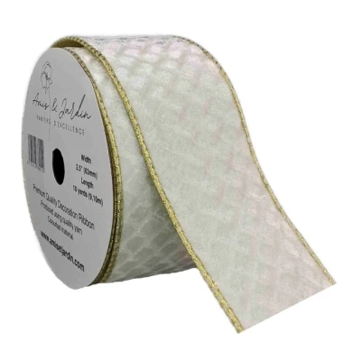 Stuha organzová s drátkem bílá geometrie 9.1 m